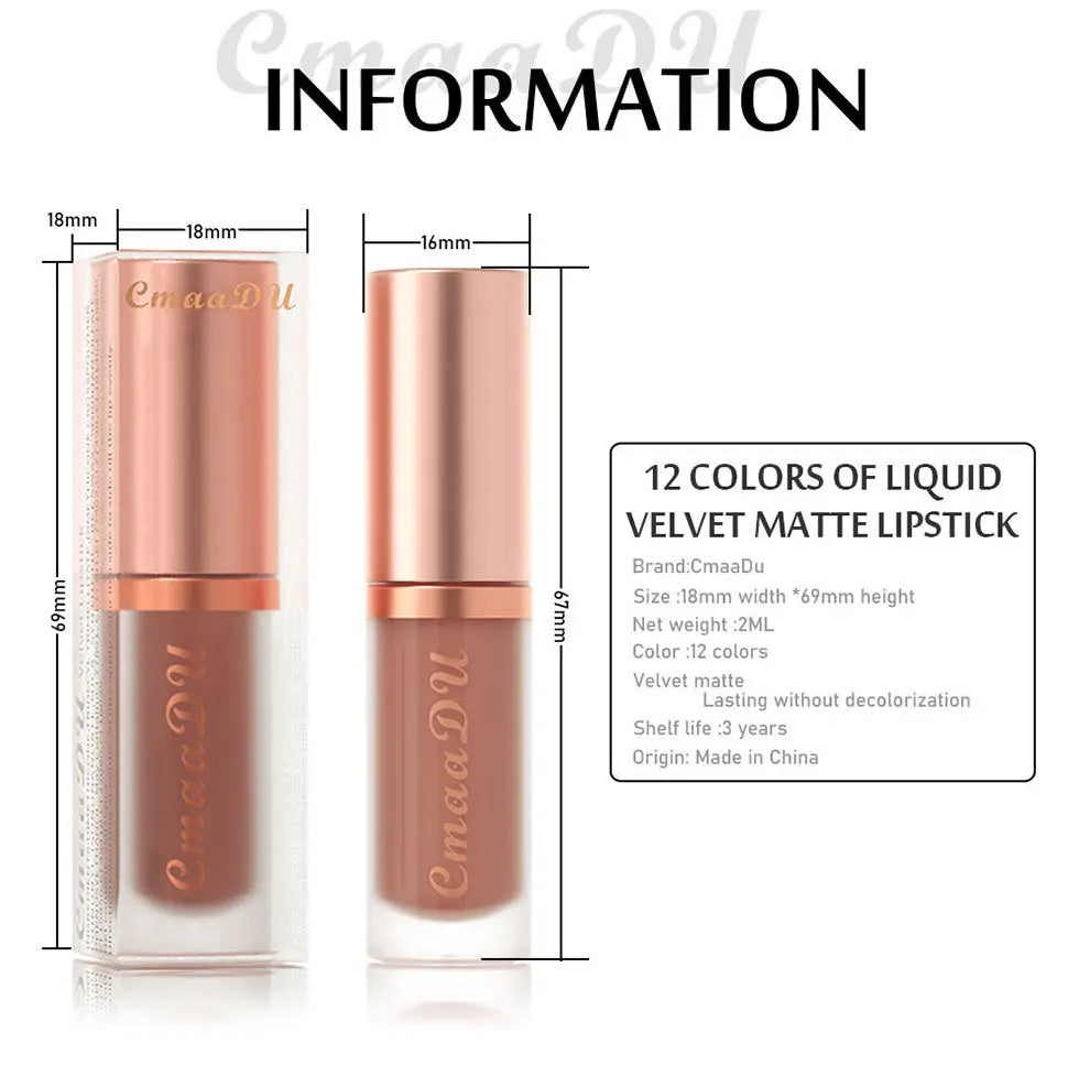 1 Pcs Velvet Matte Lipstick Lip Gloss-Long-Lasting Waterproof Non-Stick Holiday Stage Makeup Beautifully Packaged Easy Coloring Oasis Select