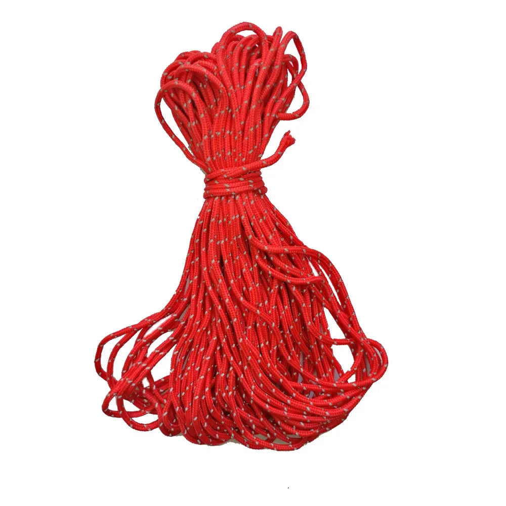 20m 2.5mm Reflective Paracord Tent Cord Rope Camping Awning Rope Runner Guy Line Oasis Select Red
