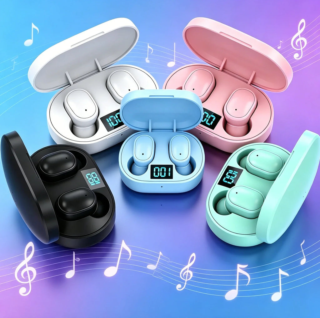 Digital Display Bluetooth Earphones with Mic TWS E6S Wireless Bluetooth Headset Noise Cancelling Headset for Xiaomi Huawei Oppo Oasis Select
