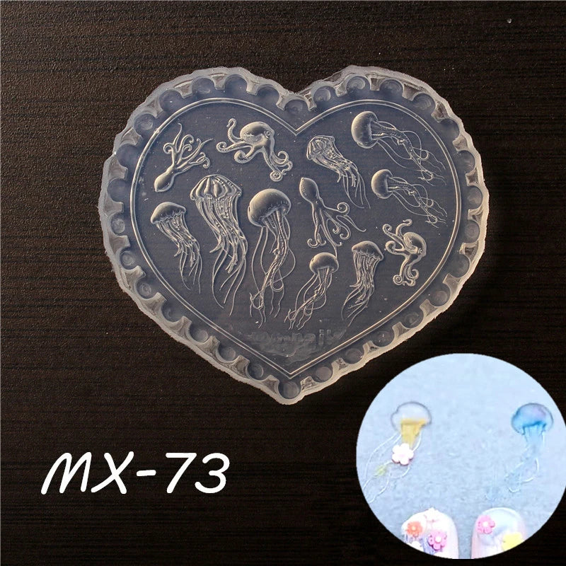 1/3Pcs 3D Nail Silicone Carving Mold Snake DIY Nail Decoration Art Nail Beauty Charm Silicone Nail Mold Nail Nails Products Oasis Select MR-08