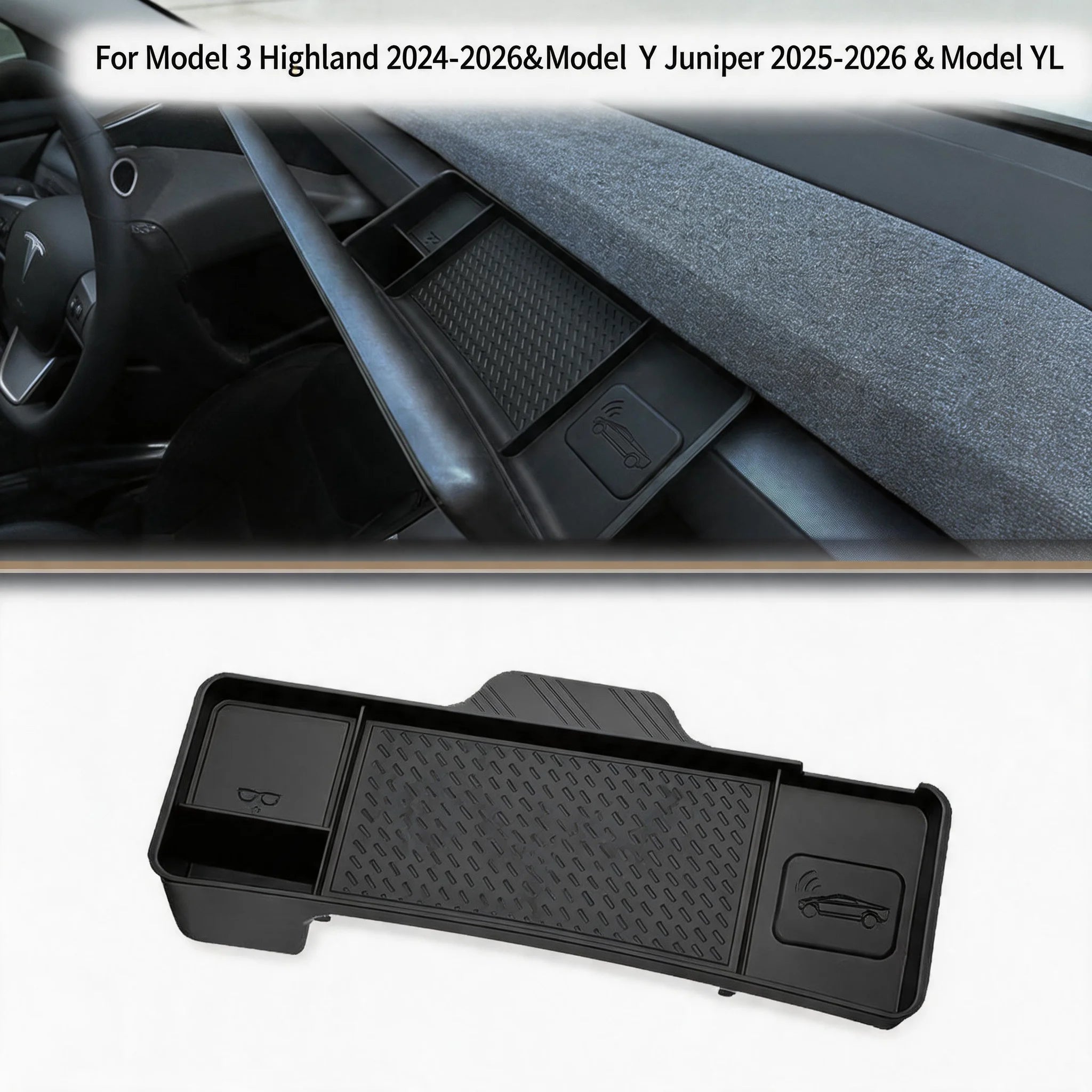 For Tesla Model Y Juniper Model 3 Center Console Organizer Dashboard Behind Screen Storage Box Sunglasses Holder Car Accessories Oasis Select