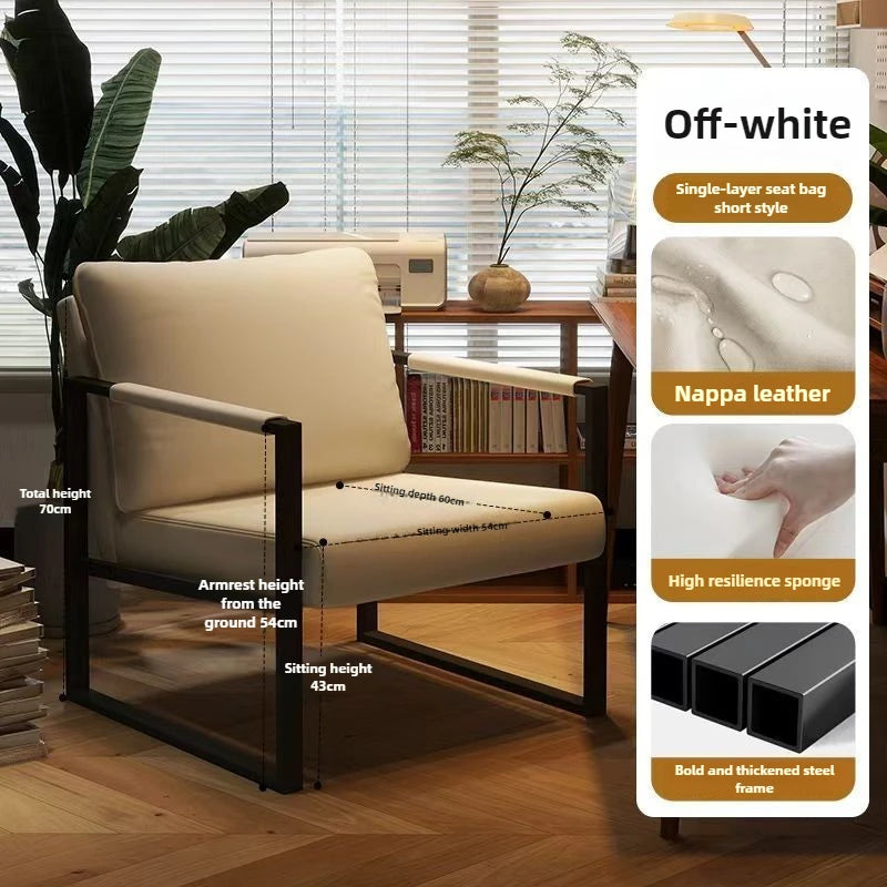 Nordic lazy sofa light luxury sales single wrought iron leisure chair balcony negotiation bedroom living room minimalist sofa Oasis Select Off-white 1 One Seat