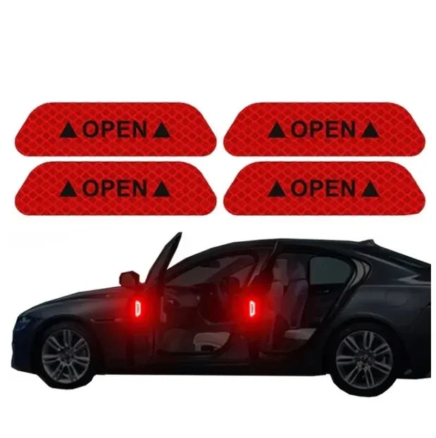 4/8/12/16pcs Reflective Car Door Sticker Safety Opening Warning Reflector Tape Decal Car Accessorie Interior Reflector Sticker Oasis Select Red 4pcs