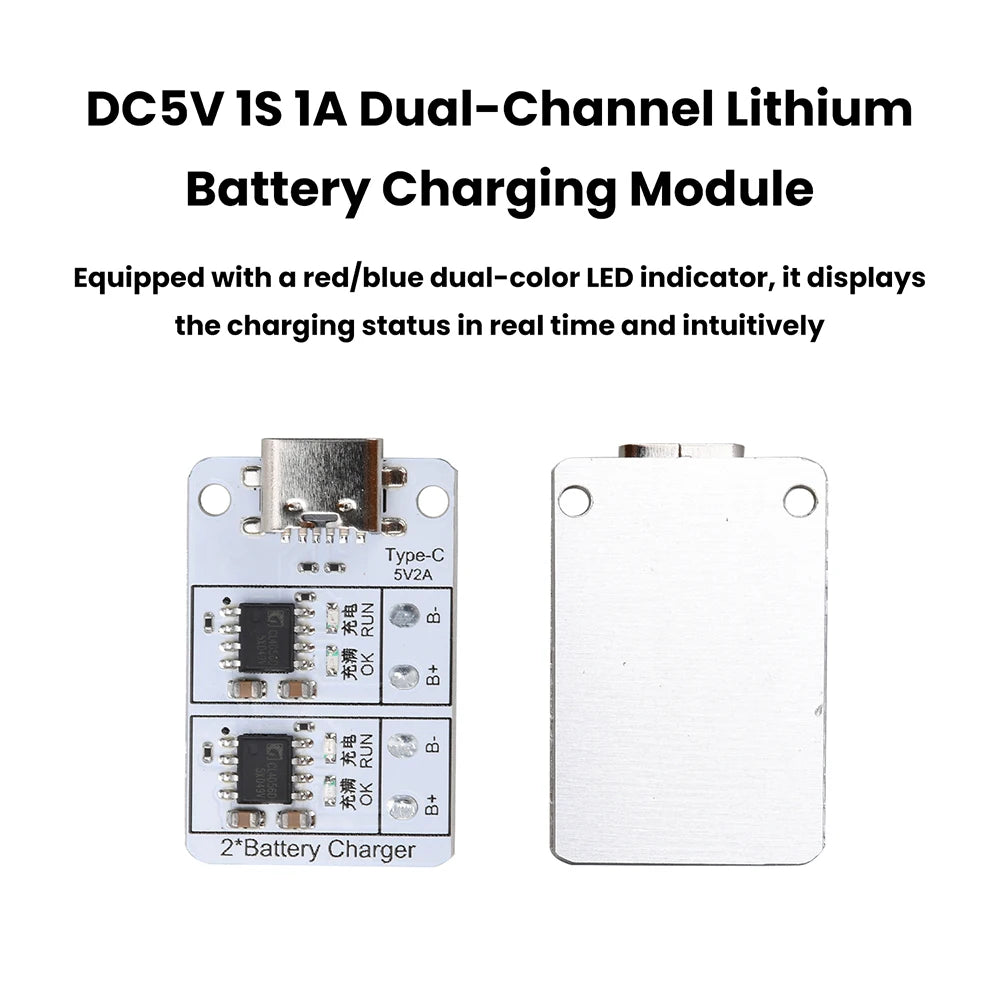 DC 5V 1S 1A Dual Channel Lithium Battery Charging Module 18650 Lithium Battery 3.7V 4.2V Bidirectional Battery Charger Protectio Oasis Select