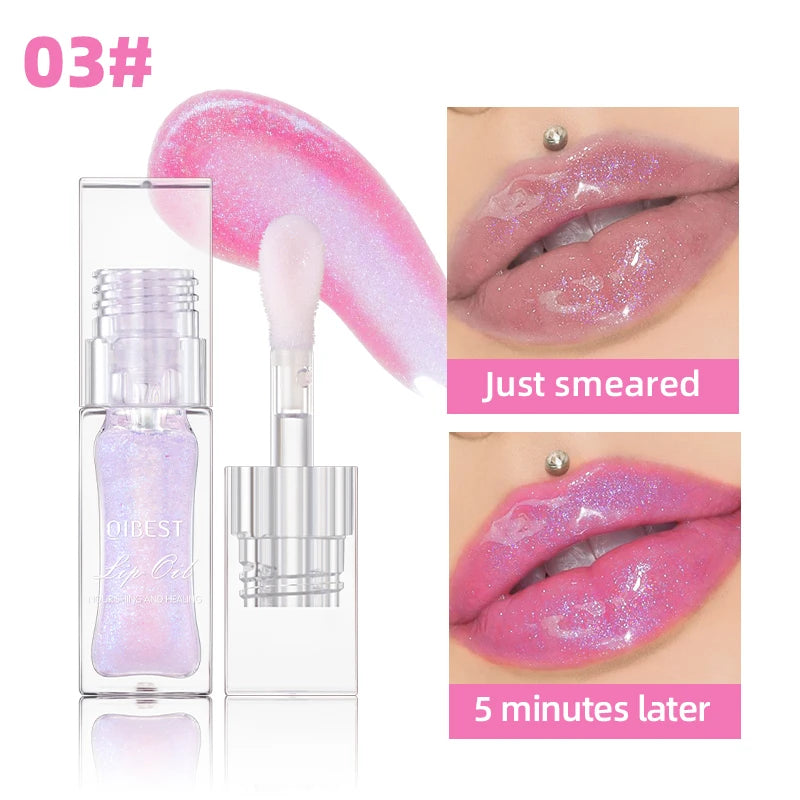 QIBEST Color-Changing Lip Oil – Hydrating Pearlescent Gloss