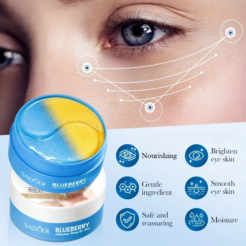 Blueberry Eye Mask,Nourishing And Moisturizing Eye Light Beige,Hydrating Eye Mask 30pairs/bottle-1 bottle Oasis Select