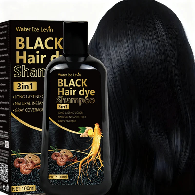 Black Hair Dye Shampoo 3in1 with Ginger & Biotin - Long Lasting Color & Gray Coverage for Vibrant Hair Oasis Select