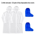 White Raincoat with 10 Disposable Shoe Covers Waterproof Adult Poncho Set for Outdoor Travel Camping Hiking Rain Protection Gear Oasis Select 2PCS-blue