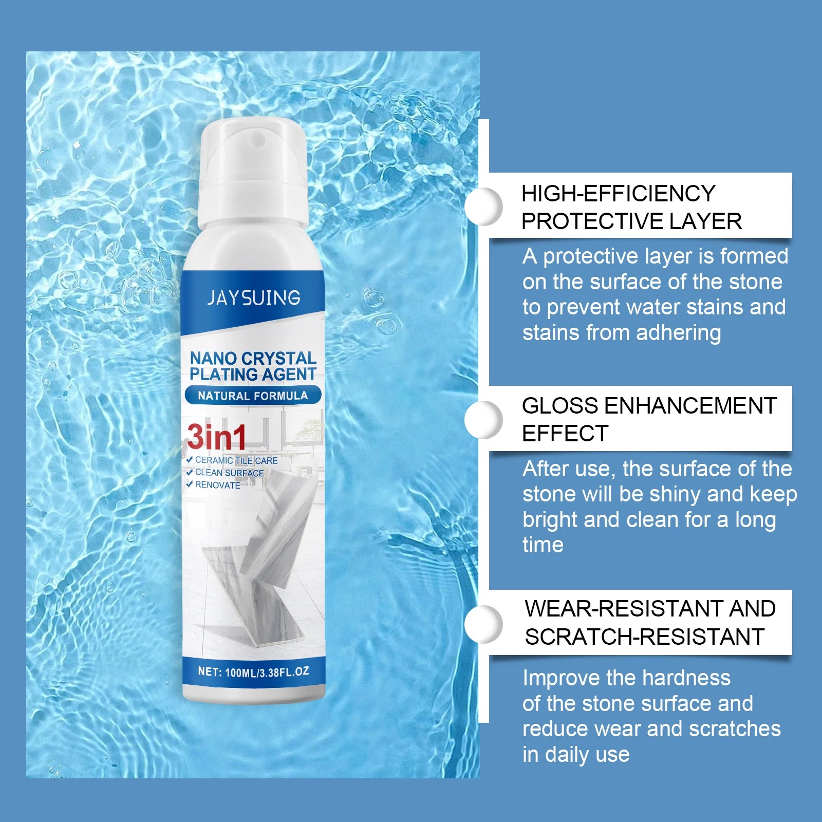 Jaysuing Stone Nano Crystal Plating Spray Ceramic Tile Stone Repair Scratch Bright New Crystal Plating Agent Spray Oasis Select