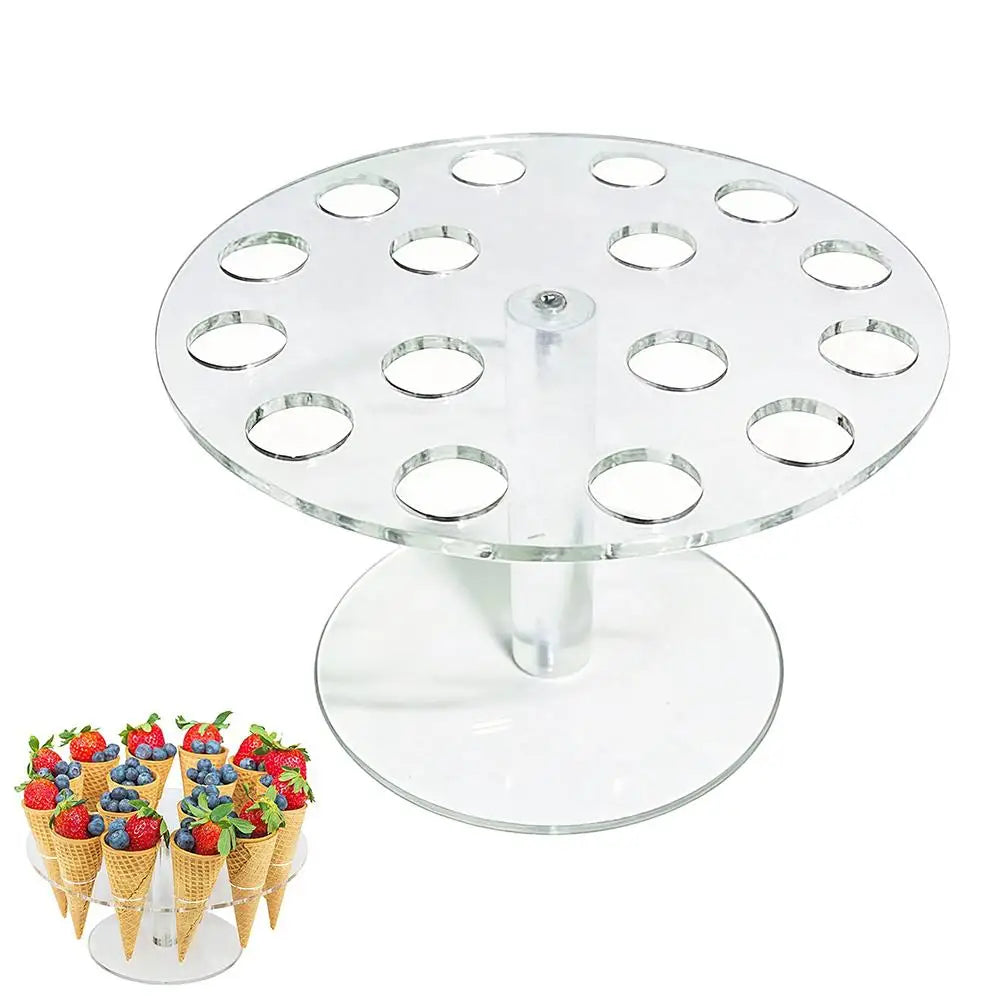 16-Hole Acrylic Ice Cream Cone Holder Party Display Stand