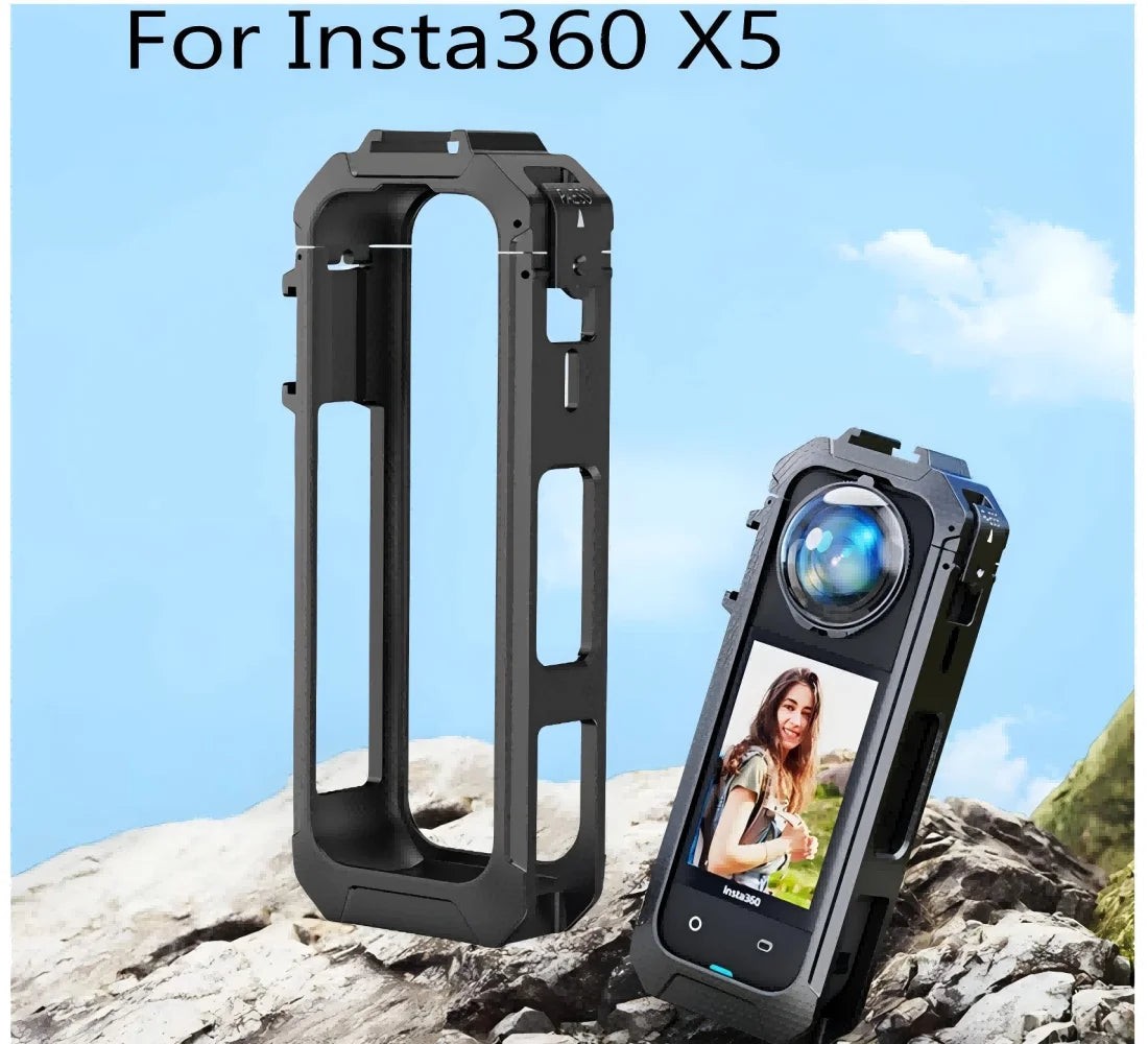 PC Cage Frame for Insta360 X5 | Cold Shoe Quick Release
