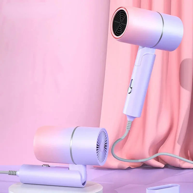 Folding Hairdryer With Carrying Bag Hot Air Anion Hair Care For Home MIni Travel Hair Dryer Blow Drier Portable Hair Brush Dryer Oasis Select