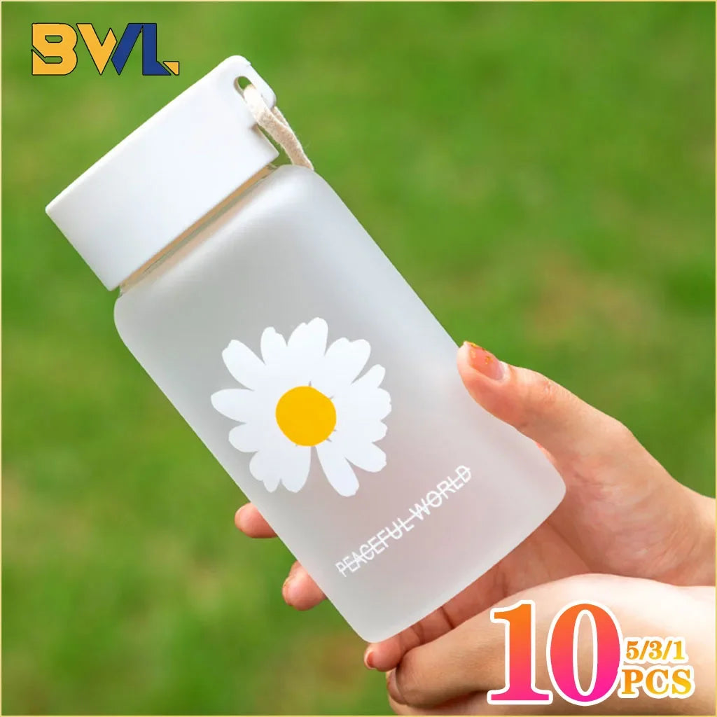 Small Daisy Frosted Plastic Mug Transparent Portable Travel Tea Cup BPA Free Cute Outdoor Girl Water Cup Children Water Bottle Oasis Select
