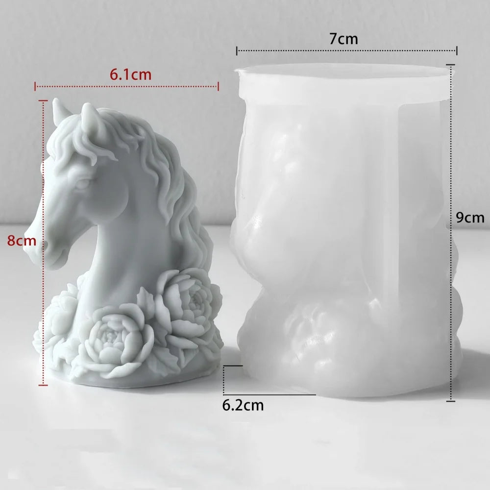 3D Horse Head Silicone Mold DIY Aromatherapy Candle Silicone Mould Horse Roman Column Ornament Epoxy Resin Molds Home Decor Oasis Select Style 2