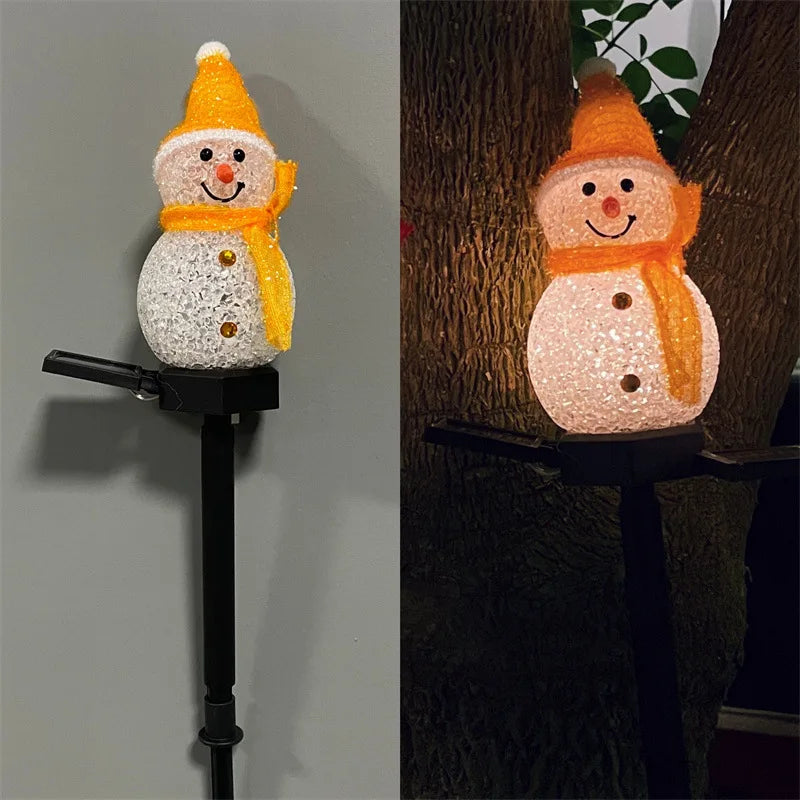 Solar Christmas Snowman Ground Insert Lawn Light, Outdoor Christmas Festival Light, Garden Decoration, Courtyard Landscape Light Oasis Select yellow