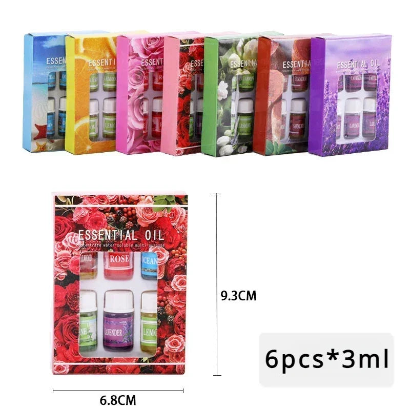 Essential Oils Natural Sandalwood Lavender Jasmine LEMON ROSE Sea Aromatherapy Essential Oils Air Freshener Diffuser Oil Oasis Select 6pc x 3ml mix
