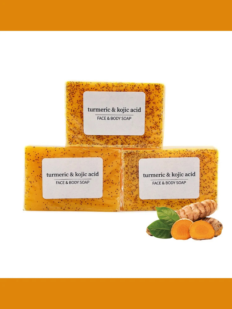 RDQCTQ 1pcs Turmeric Natural Bar Soap for Men, Lemon Kojic Acid Soap, Shower and Facial Soap -No Harsh Chemicals 100g Oasis Select 3pcs