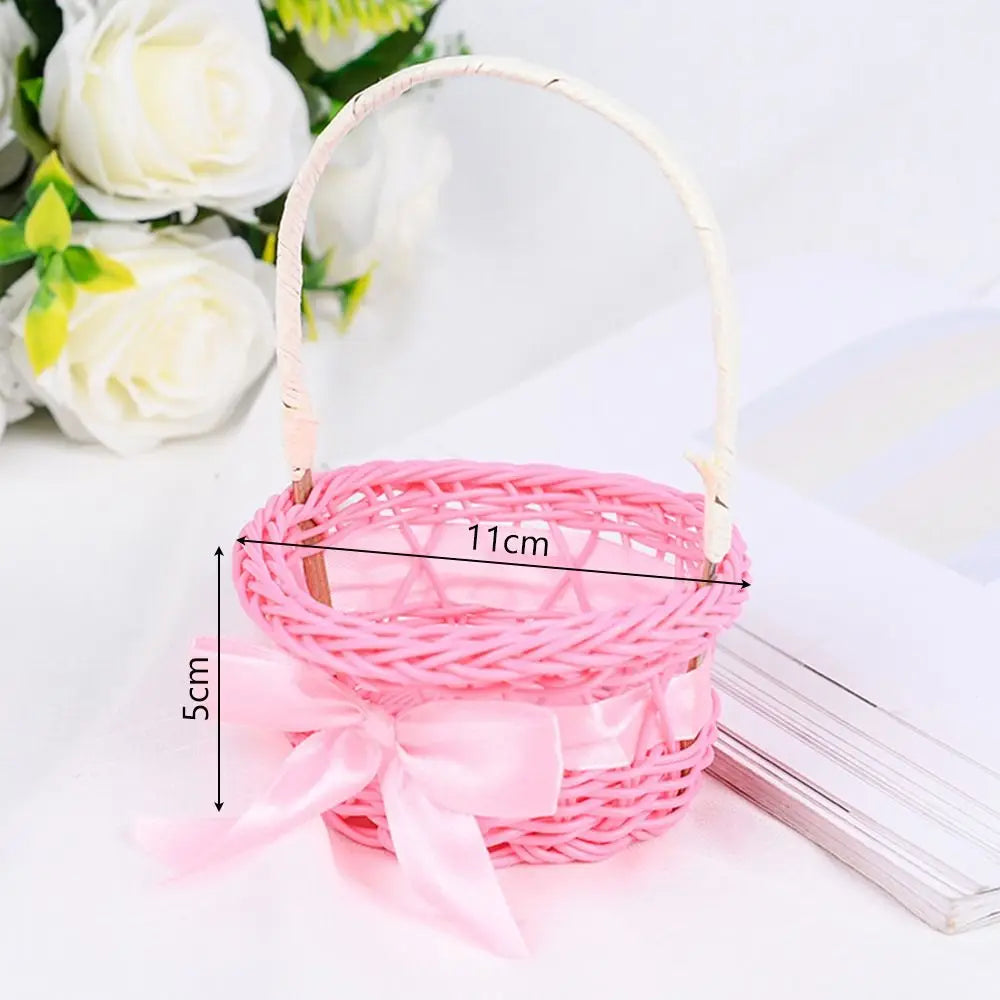 Hand-Woven Rattan Wicker Basket – 8 Colors Handheld Storage