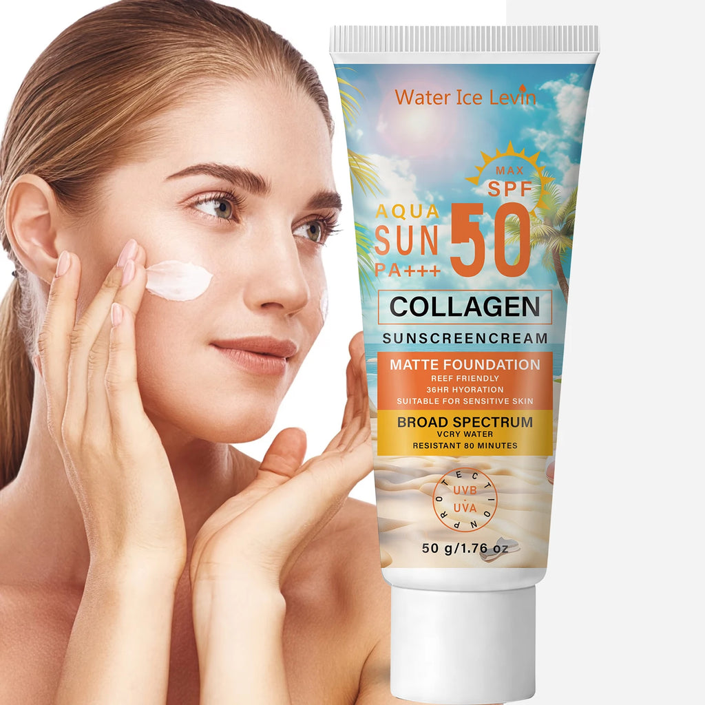 SPF50 PA+++ Collagen Sunscreen – 36HR Hydrating & Water Resistant Collagen Sunscreen Oasis Select