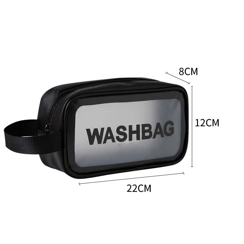PU Waterproof Cosmetic Bag Portable Large Capacity Transparent Wash Bag Travel Frosted Cosmetic Organizer Swimming Bag Oasis Select