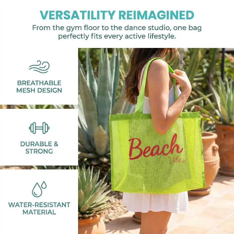 Mesh Tote Bag for Women Reusable Large Shoulder Shopping Bag Durable for Poolside Fitness Travel Oasis Select