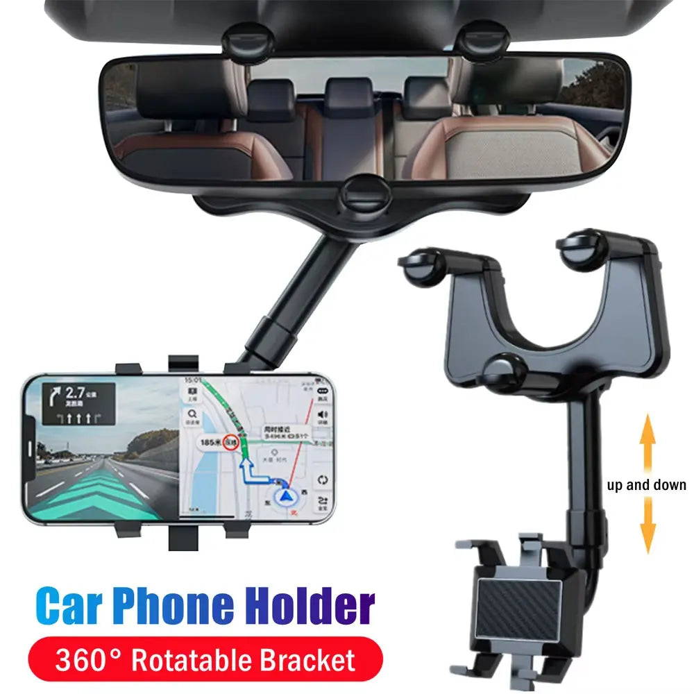 360° Rearview Mirror Phone Mount | Universal Car Holder