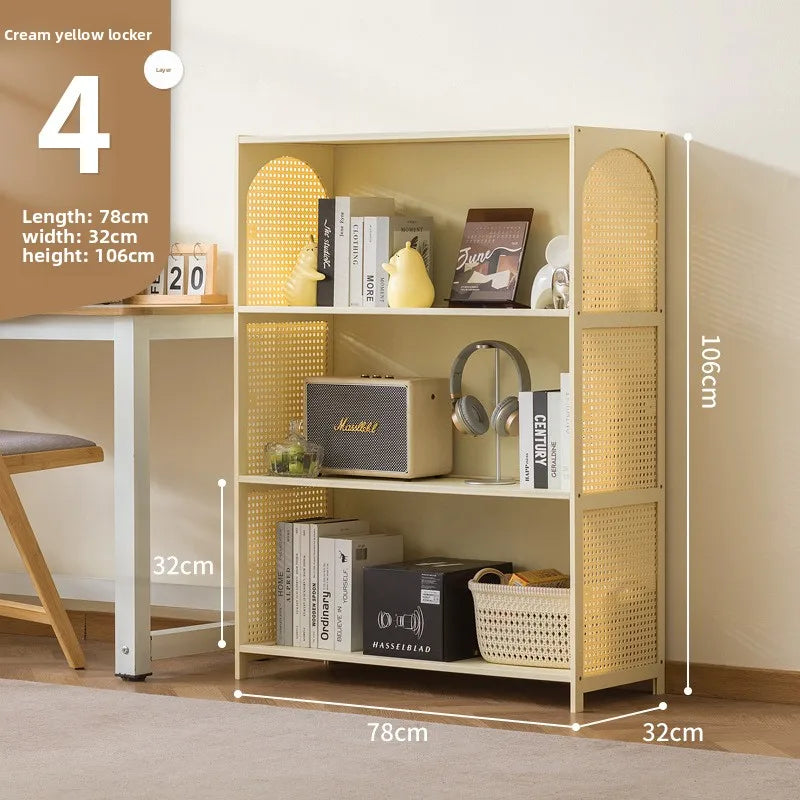 Bookcase integrated against the wall Student household bookshelf Floor-to-ceiling shelf Living room storage Multi-layer locker Oasis Select Milk white 4-78