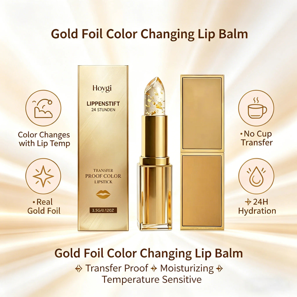 Hoygi Gold Foil Color-Changing Lip Balm – Moisturizing Color-Changing Lip Balm Oasis Select