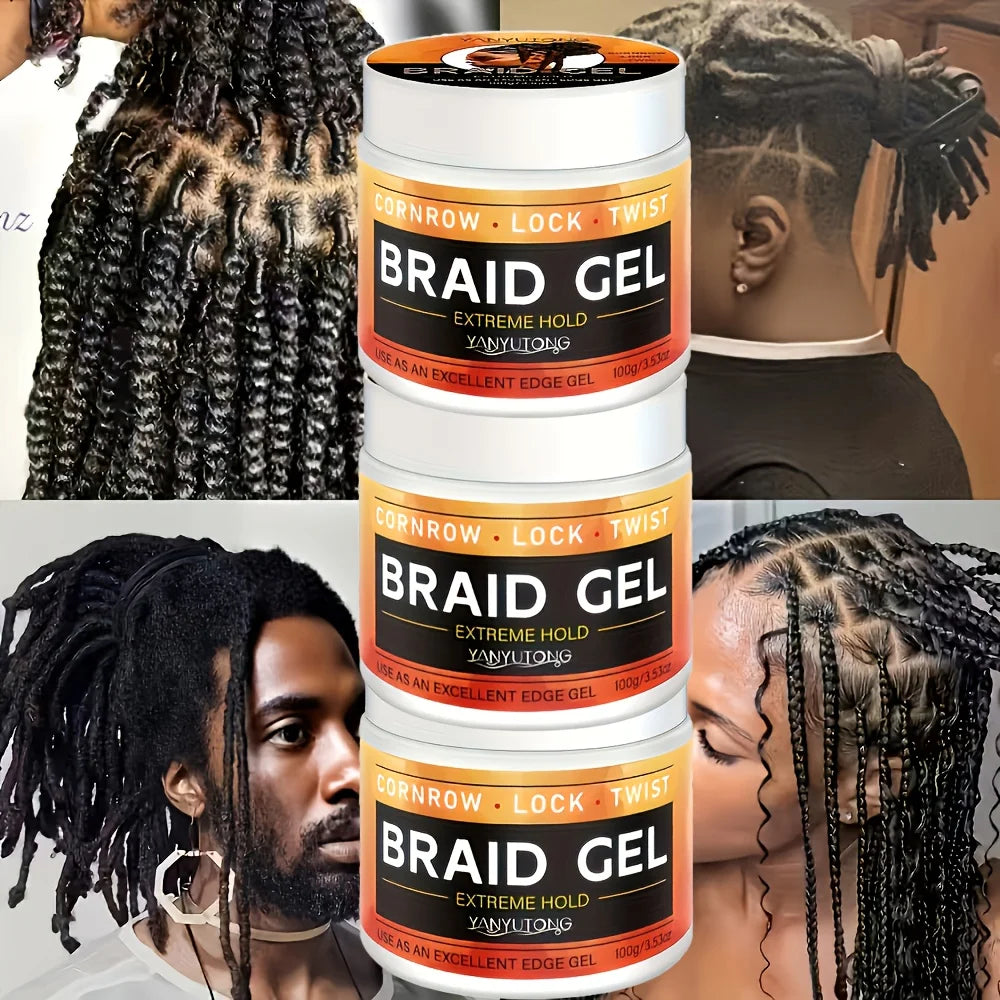 Styling Braiding Gel Wax Carbomer Long Lasting Strong Hold Pomade Anti-Frizz Smooth Hair Finishing Shaping Hair Edge Control Oasis Select 3 pcs