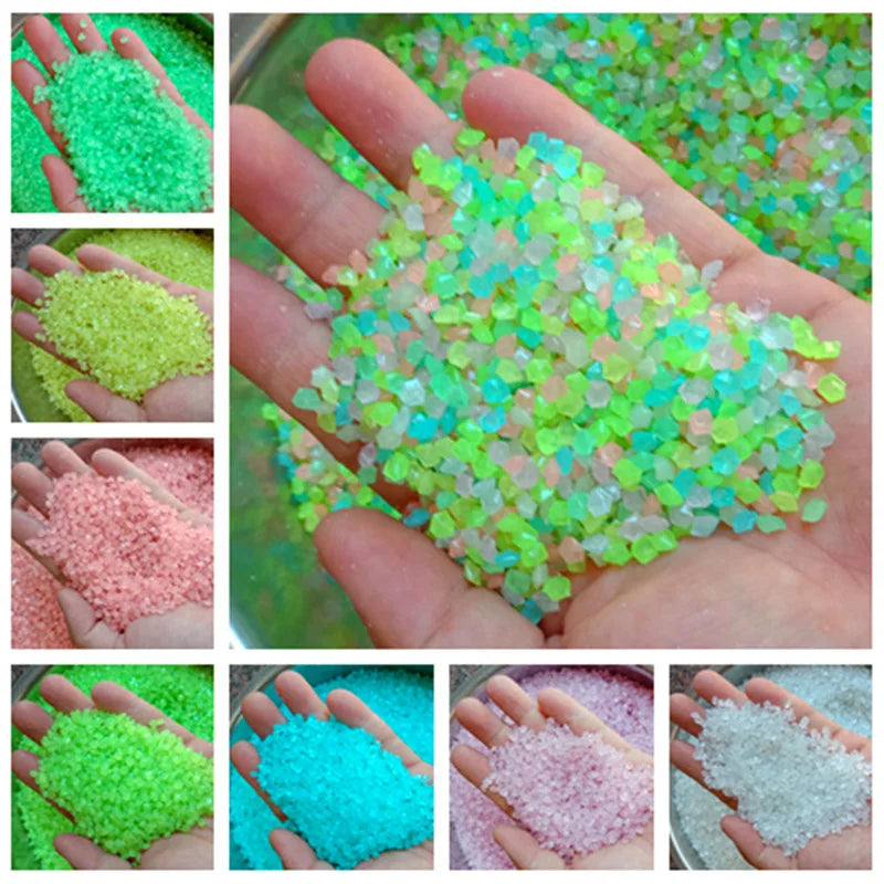 1000pcs 3-5mm Luminous Sand Glow In Dark Pebbles Stone Home Garden Yard Outdoor Path Lawn Decorations Fish Tank Aquarium Decor Oasis Select