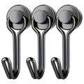 3PCS Heavy Duty Magnetic Hooks, Strong Black Magnetic Hangers for Cruise, Kitchen, Car & Hanging, Extra Strong Neodymium Magnets Oasis Select 3pcs black