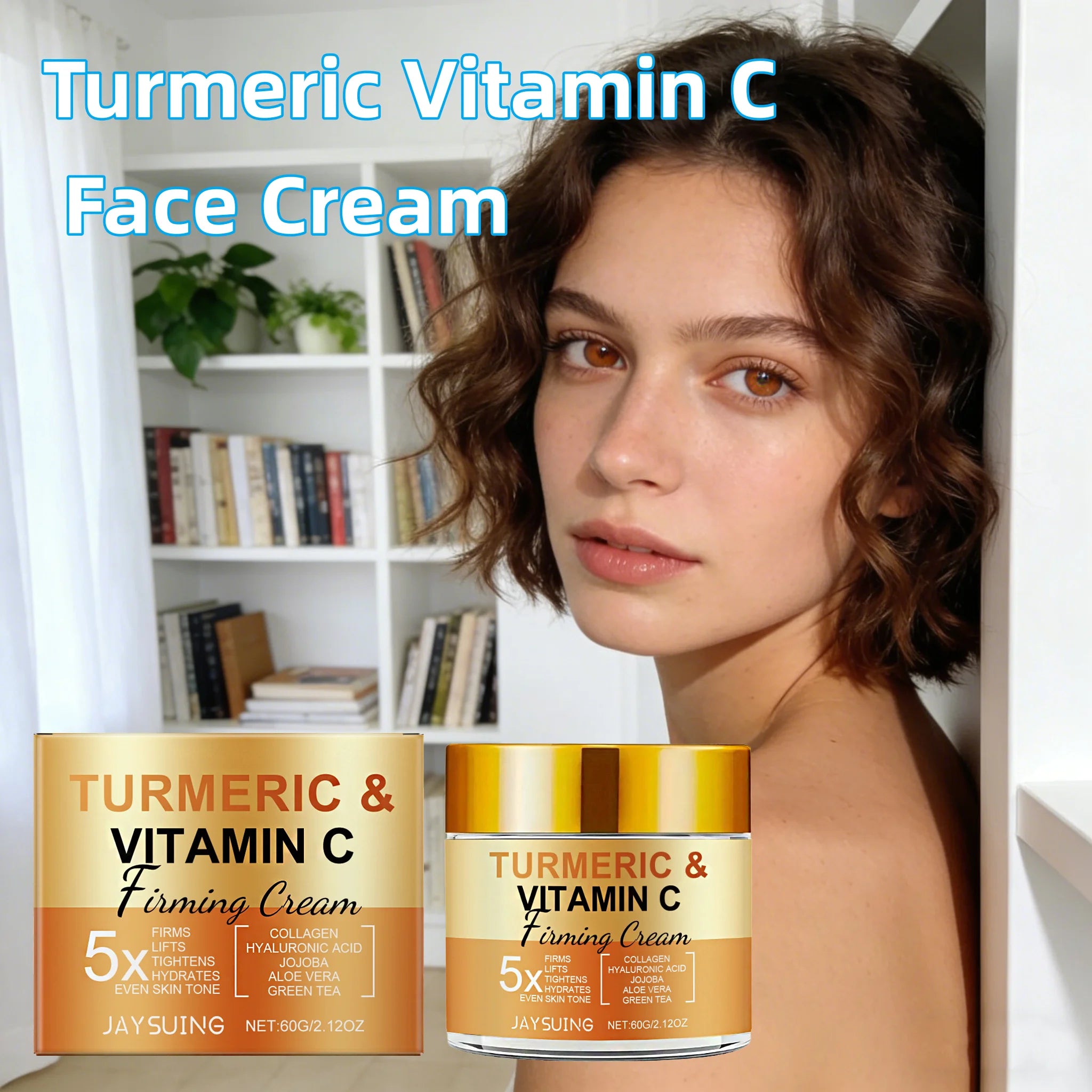 JAYSUING Turmeric Vitamin C Face Cream Firm Improve Roughness Sodium Hyaluronate Supplement Collagen Protein Facial Sooth Cream Oasis Select