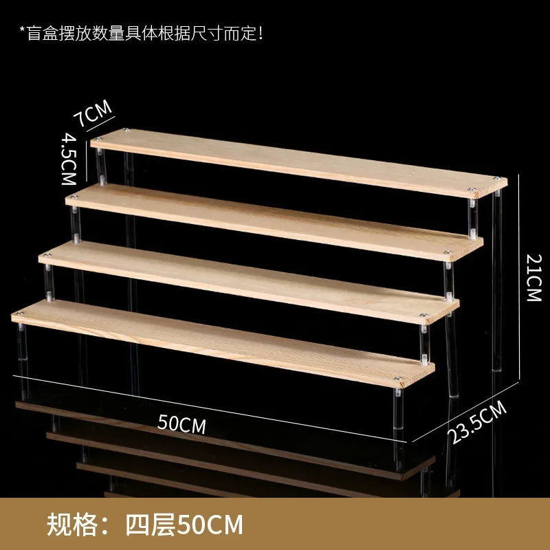Wooden Ladder Display Stand – 2–5 Tier Acrylic Shelf Rack