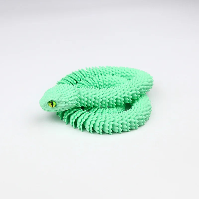 Snake Sculpture Articulated Snake Decor Articulated Snake Figurine with Movable Joints 3d Printed Model for Home for Bookshelf Oasis Select Cream Green