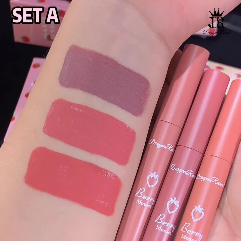 Dragon Ranee 3-Piece Velvet Matte Lip Gloss Set – Long-Lasting