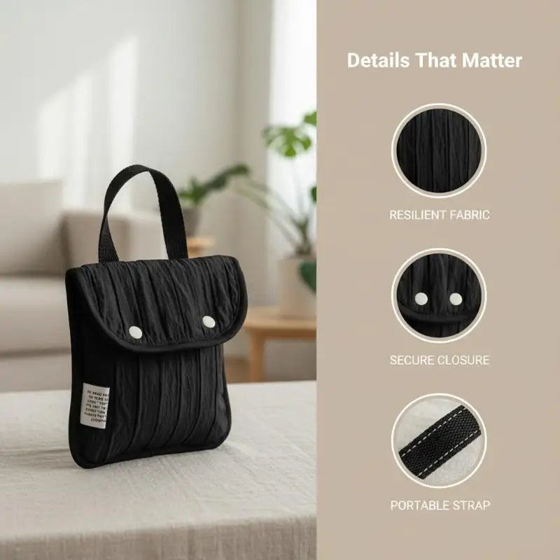 Minimalist Quilted Nylon Mini Bag Portable Small Handbag With Handle Snap Button Closure Casual Pouch For Daily Commute Travel Oasis Select