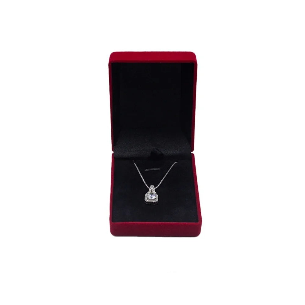 Square Velvet Necklace Box – Pendant Gift & Storage Case