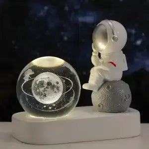 Astronaut Night Light Desktop Small Ornaments Decorative Crystal Ball Birthday Gift for Boys and Girls Decoration Oasis Select Think moon Girl USB gift packae