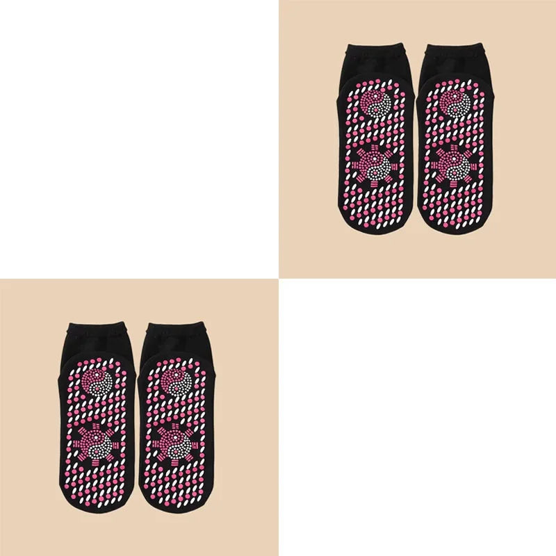1/2/4/6pairs Self-Heating Socks Winter Warm Thermal Health Care Socks Slimming Health Short Sock Magnetic Therapy Health Sock Oasis Select 2pairs black