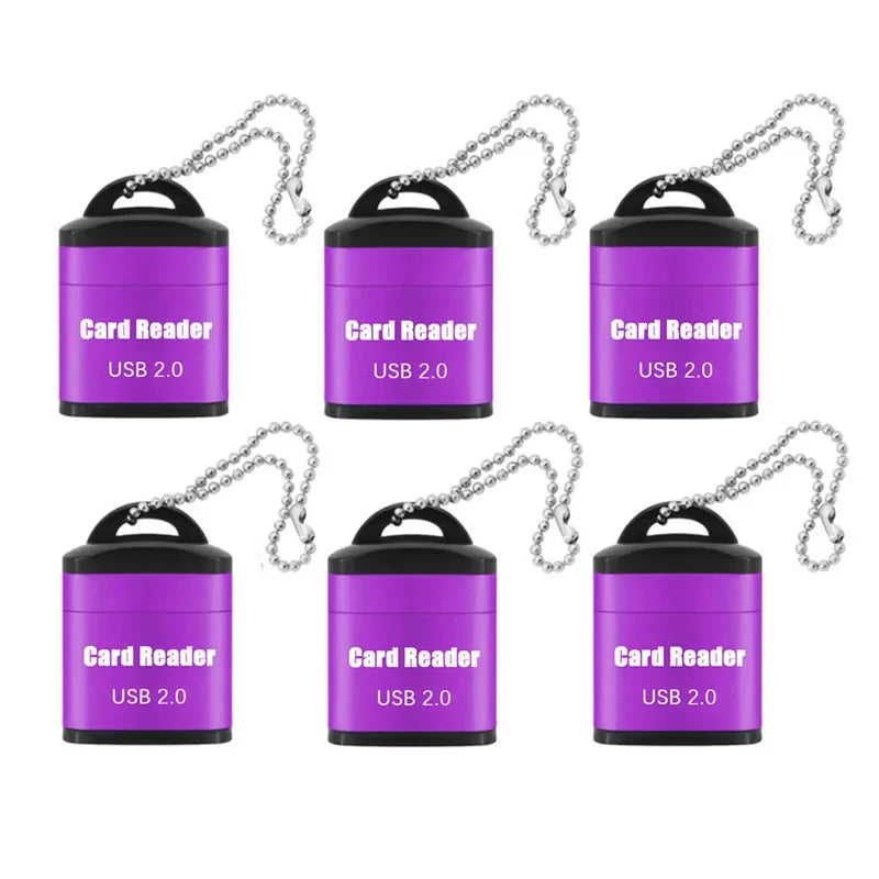 Mini High Speed USB 2.0 Card Reader TF Memory Card Adapter For Computer Desktop Laptop Notebooks USB Cartridge Oasis Select Purple 6pcs