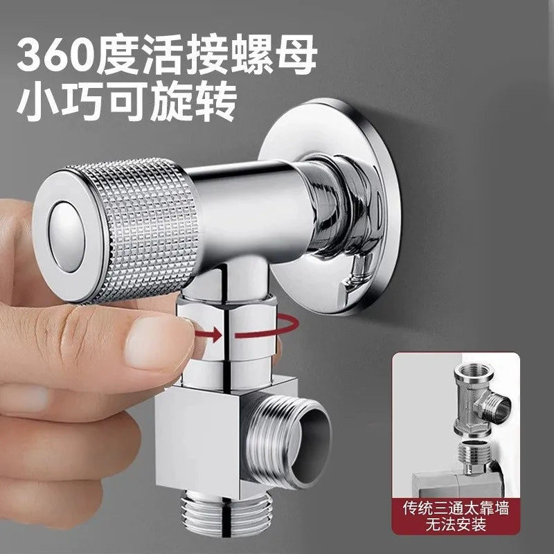 4 Points Faucet Inlet Valve G1/2 Brass Triangle Valve Heater Water Stop Valve Bathroom Toilet Washing Machine Universal Switch Oasis Select