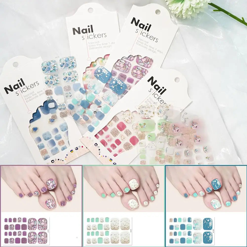 22-Piece Glitter Toe Nail Stickers – French Nail Wraps DIY Nail Art Stickers Oasis Select