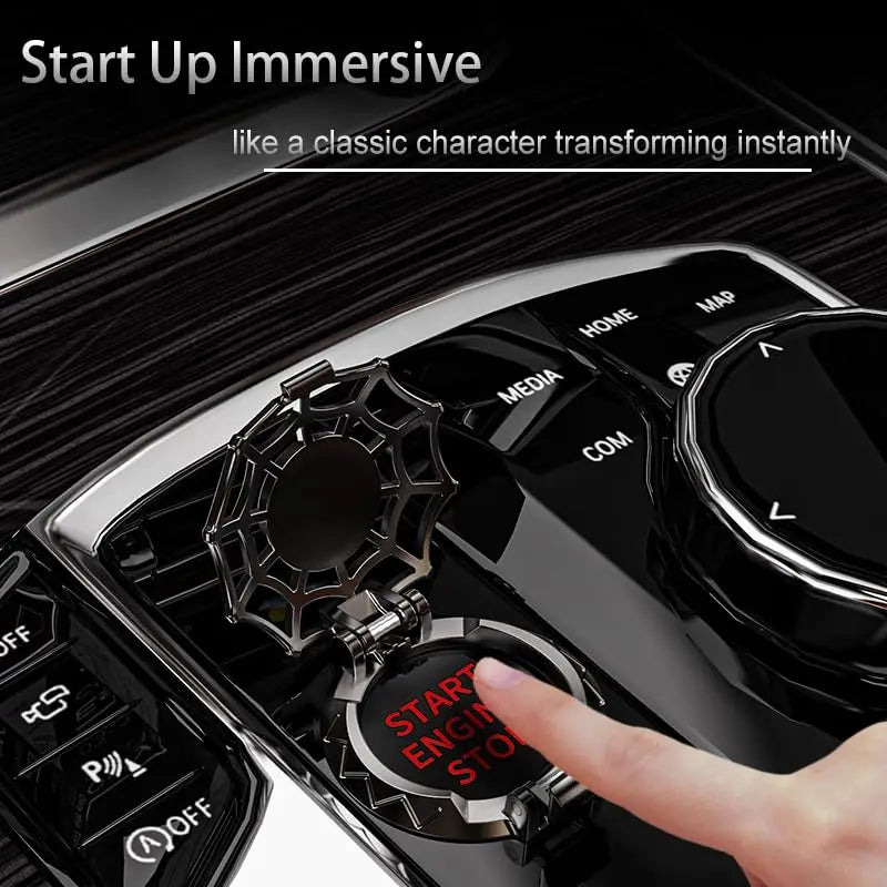 Spider Web Push Start Button Cover – Car & Motorcycle Decor