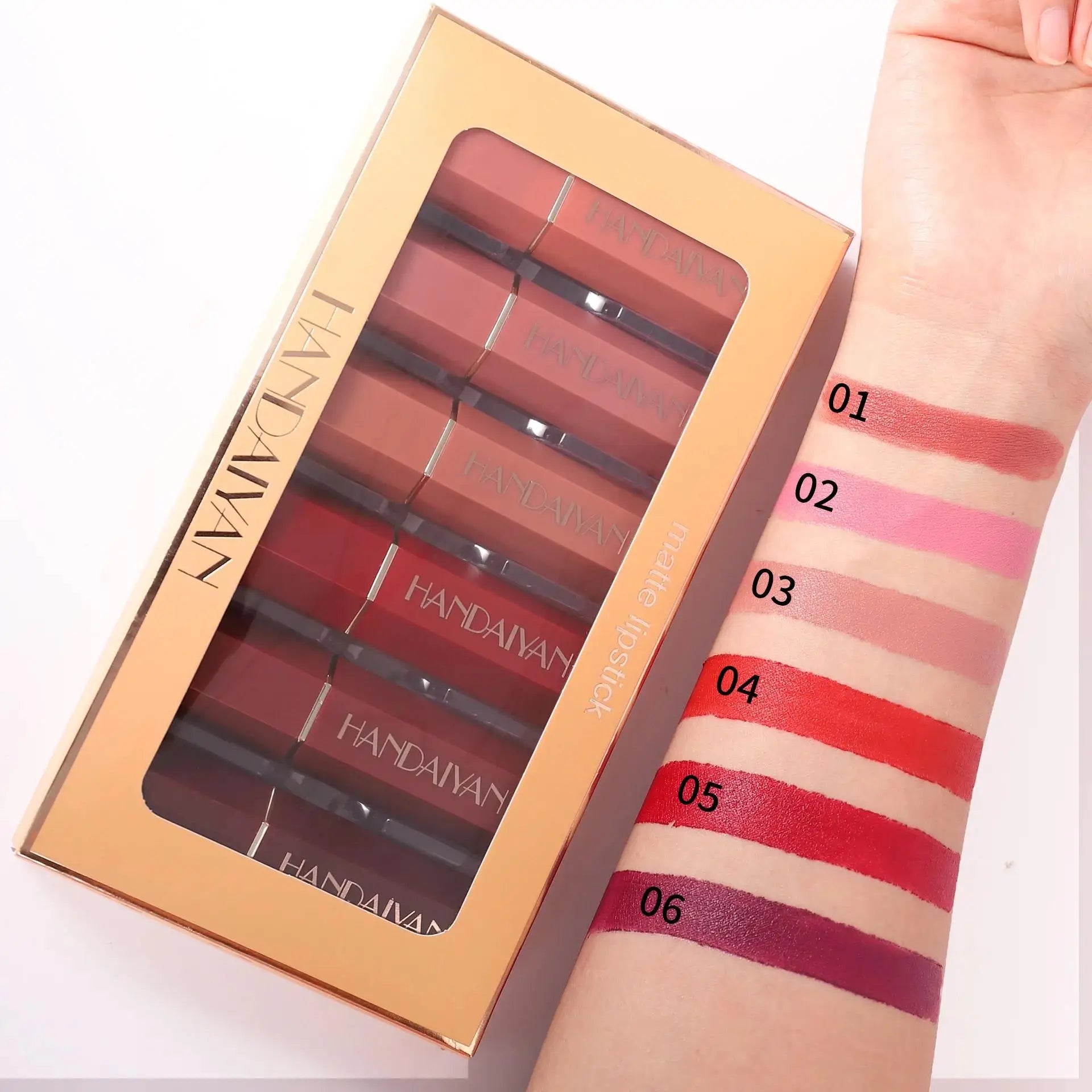 Handaiyan 6-Pc Matte Velvet Nude Lipstick Set – Waterproof