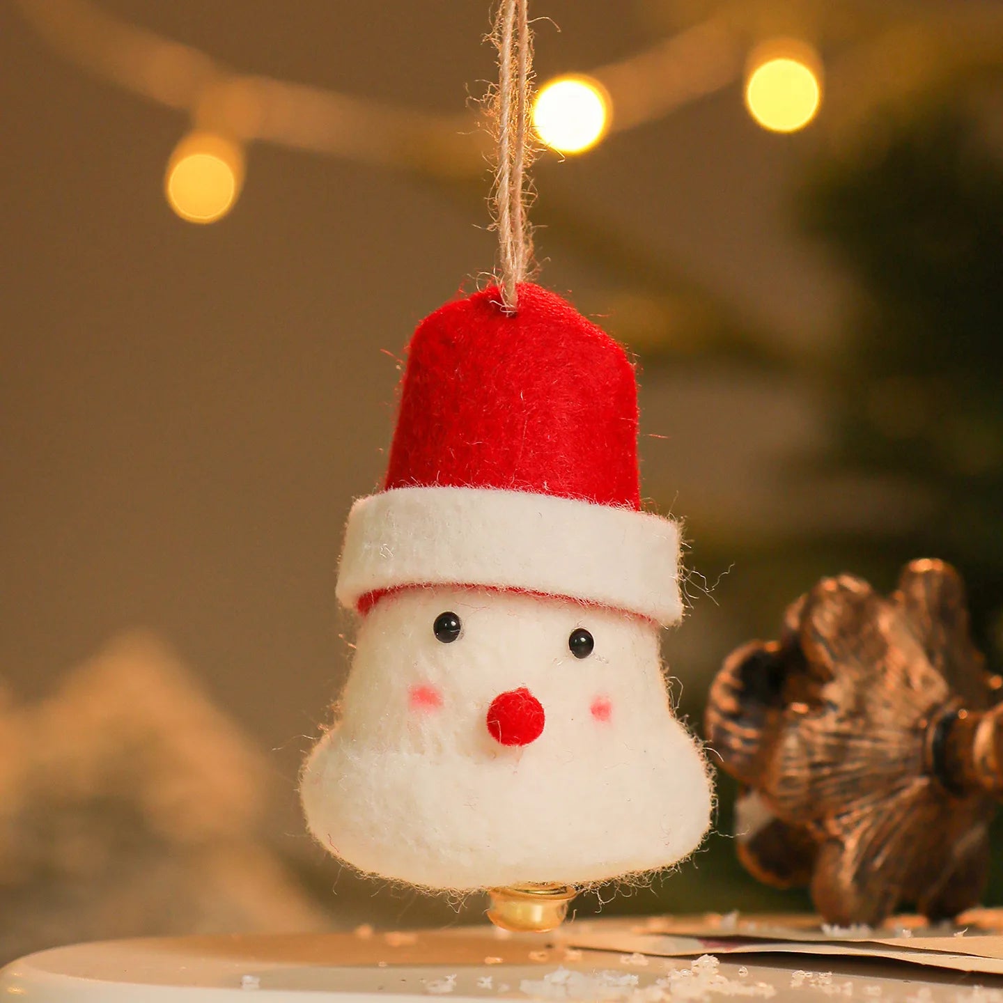 New Christmas Decoration Wool Felting Plush Christmas Bell Santa Claus Snowman Jingle Bell Christmas Tree Hanging Pendant Oasis Select Style 5