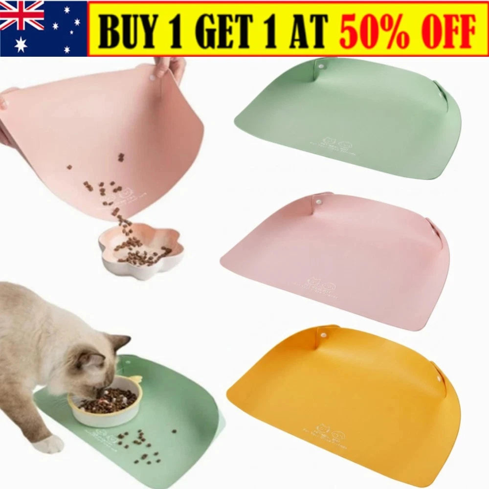 PU Leather Pet Feeding Mat – Waterproof Non-Slip Bowl Holder