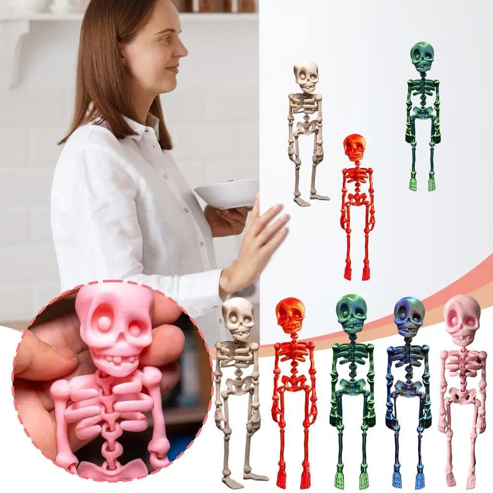 Mini Poseable Skeleton Fridge Magnet | 3D Halloween Decor