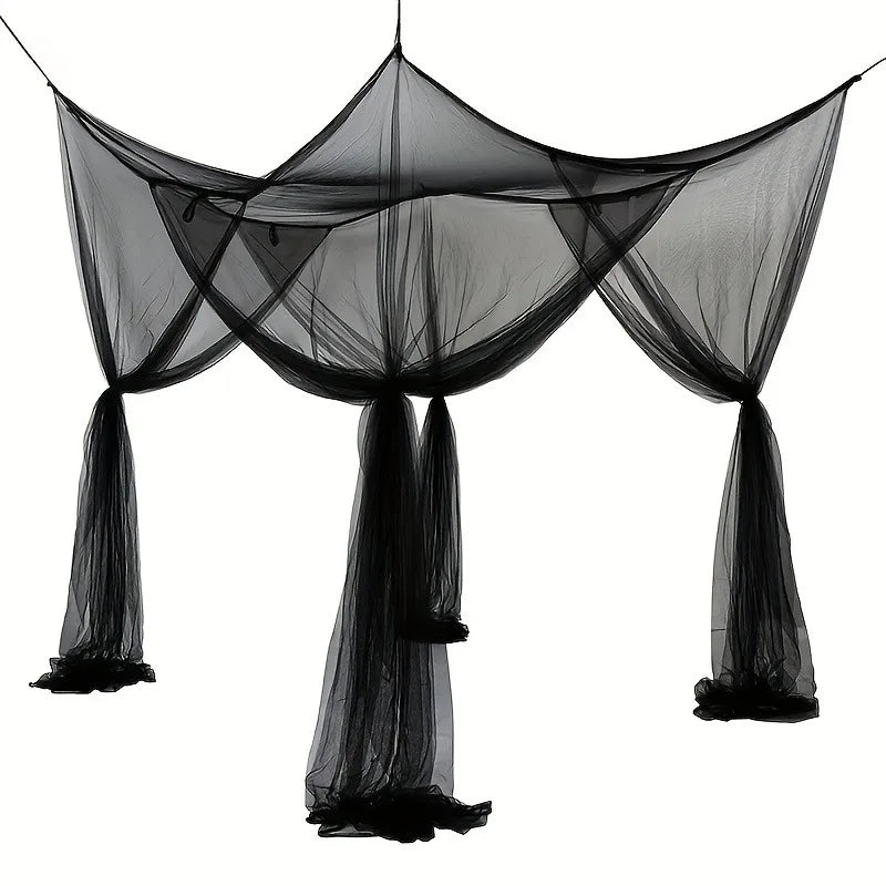 Quadrangle Mosquito Net, Floor To Ceiling Bed Canopy, Fits All Bed Sizes, Breathable Mosquito Proof Cover for Bedroom & Dorm Oasis Select black