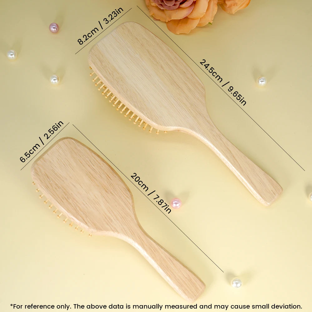 Natural Bamboo Paddle Comb Air Cushion Comb Scalp Massage Anti-static Tangle Free Comb Special For Real Hair Wigs Oasis Select