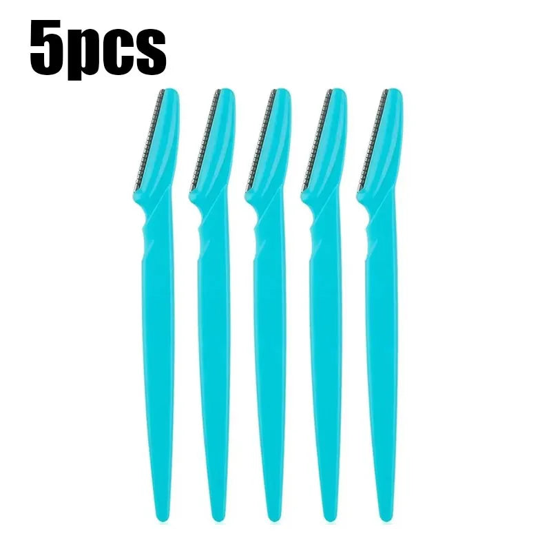 5/10Pcs Eyebrow Trimmer Makeup Tools Safe Eye Brow Razor Face Body Hair Removal Shaver Blades Woman Eyebrows Shaping Knife Oasis Select 5pcs Blue